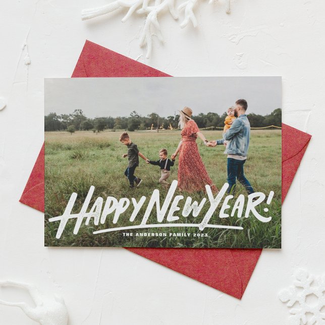 Tarjeta Festiva Tipografía retro Feliz Año Nuevo resumen de foto (Subido por el creador)