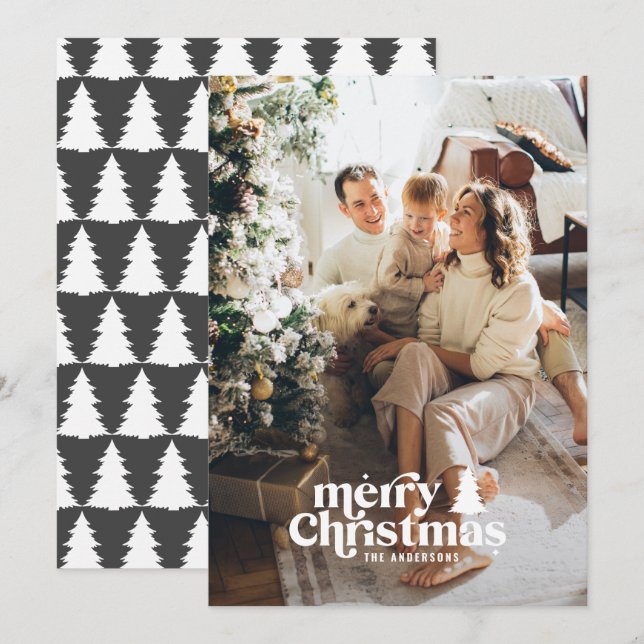 Tarjeta Festiva Tipografía retro foto completa moderna (Anverso / Reverso)