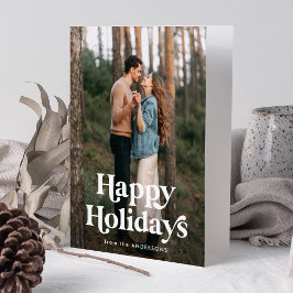 Tarjeta Festiva Tipografía retro Fotografía de Felices Fiestas