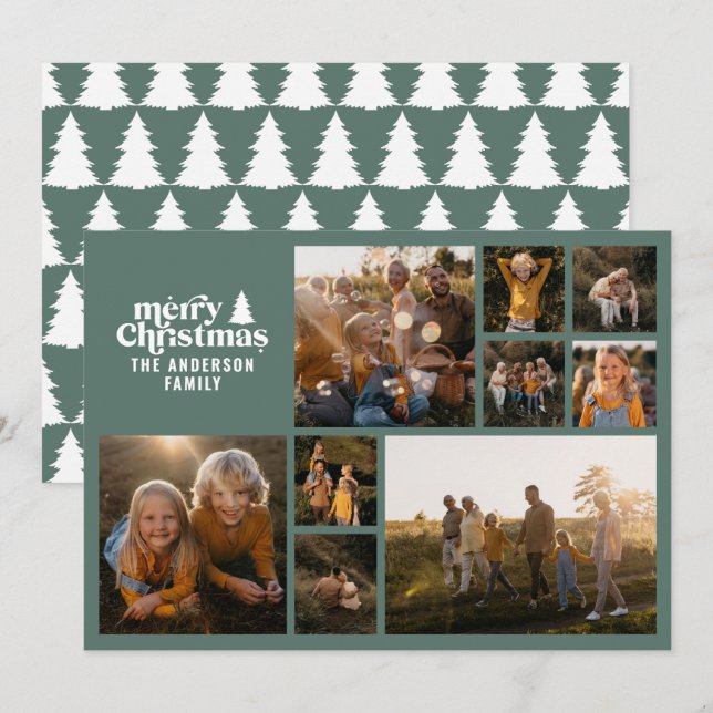 Tarjeta Festiva Tipografía retro multifotografía moderna (Anverso / Reverso)