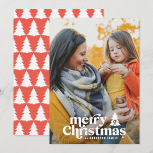 Tarjeta Festiva Tipografía retro navidades modernos de 1 foto de v