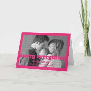 Tarjeta Festiva Tipografía rosa Merry Everything Greet Card