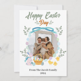 Tarjeta Festiva Tipografía simple y elegante de Pascua familia una