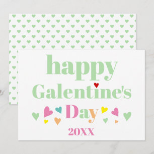 Tarjeta Festiva Tipografía verde menta Feliz día de Galentines