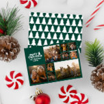 Tarjeta Festiva Tipografía verde retro foto moderna multifotografí<br><div class="desc">Tipografía verde retro Navidades modernos de fotografía múltiple. Los colores de texto y fondo se pueden personalizar. Parte de una colección</div>