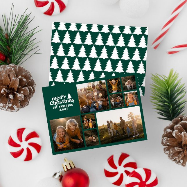 Tarjeta Festiva Tipografía verde retro foto moderna multifotografí (Subido por el creador)