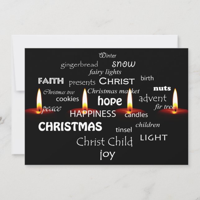 Tarjeta Festiva Tipografía y velas de navidades (Anverso)