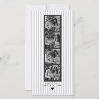 Tarjeta Festiva Tira de película Gris Stripy Cabina de Fotos Famil