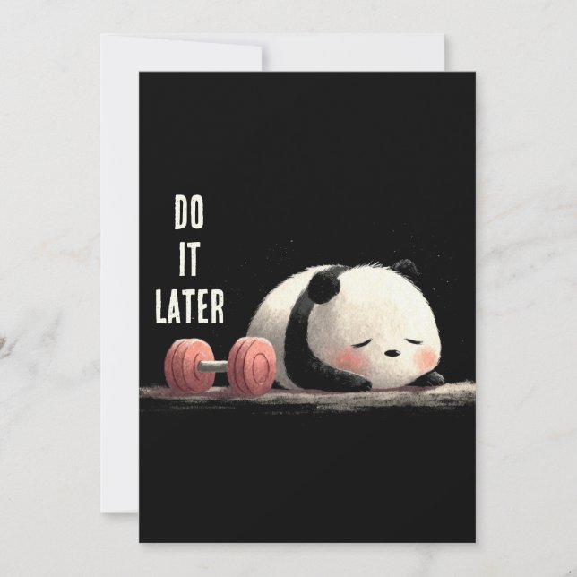 Tarjeta Festiva Tired Panda Gym – Cute Funny Workout Art (Anverso)