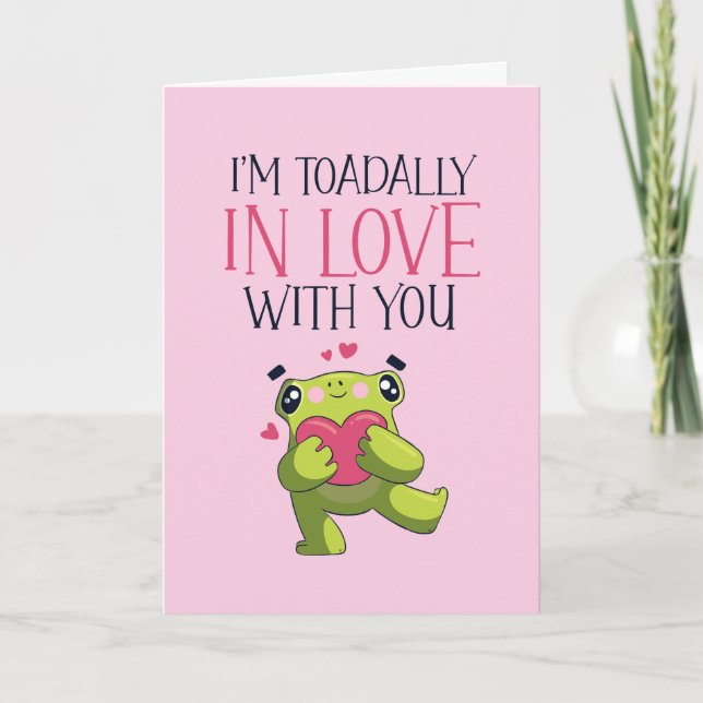 Tarjeta Festiva Toadin Love Frog Pun Funny El día de San Valentín (Anverso)