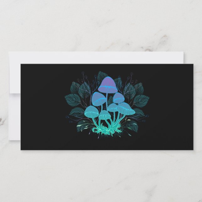 Tarjeta Festiva Toadstools en Bushes (Anverso)