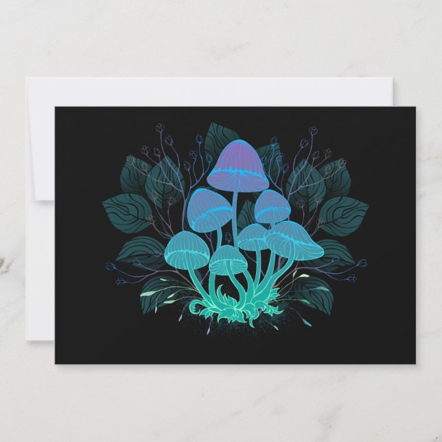 Tarjeta Festiva Toadstools en Bushes (Anverso)