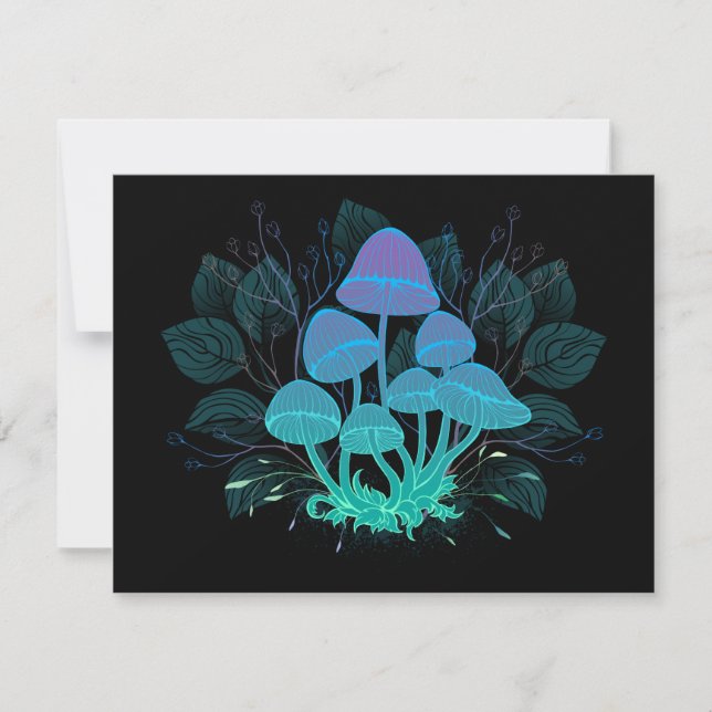 Tarjeta Festiva Toadstools en Bushes (Anverso)