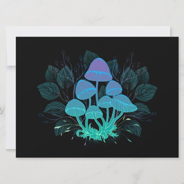 Tarjeta Festiva Toadstools en Bushes (Anverso)