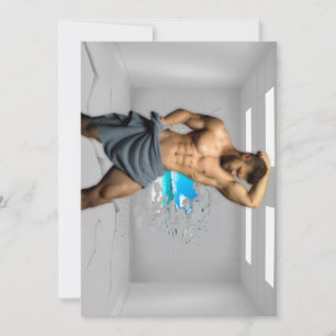 Tarjeta Festiva Toalla de hombre de SlipperyJoe rota pared de ladr