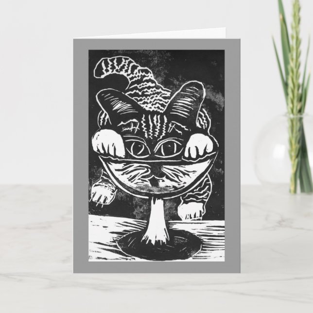 Tarjeta Festiva Toasting in the New Year Block Print (Anverso)