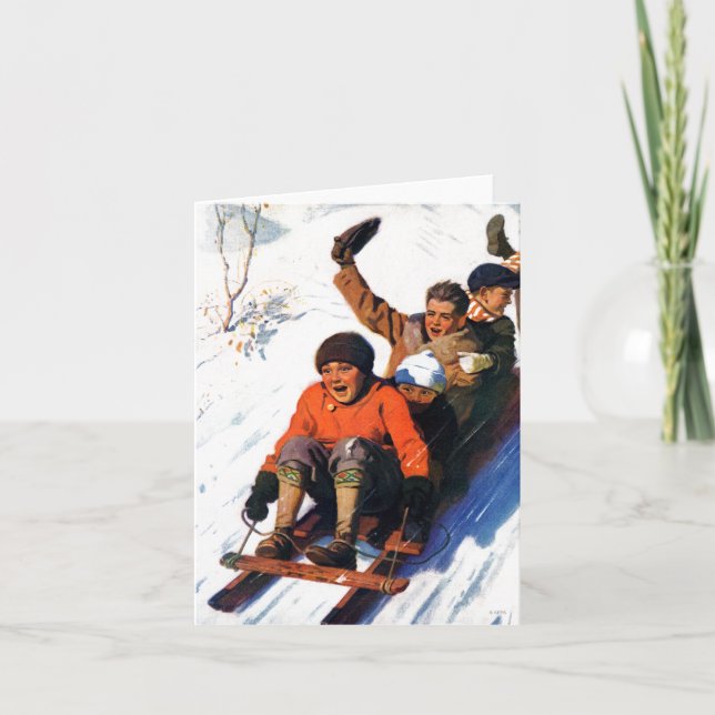 Tarjeta Festiva Tobagganing (Anverso)