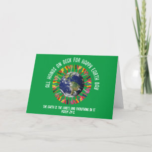 Tarjeta Festiva TODAS LAS MANOS EN EL DECK Christian Happy Earth D