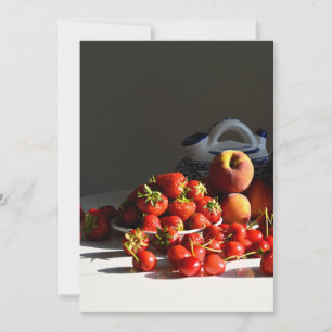 Tarjeta Festiva Todavía la vida con fresas, melocotones y cerezas