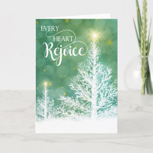 Tarjeta Festiva Todo Corazón Regocíjese Pino Invernal Religioso