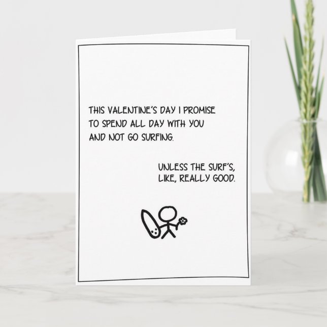 Tarjeta Festiva 'Todo el día' - Surfing Valentine Card (Anverso)