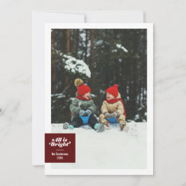 Tarjeta Festiva Todo es brillante Burdeos audaz a cuadros Festivo