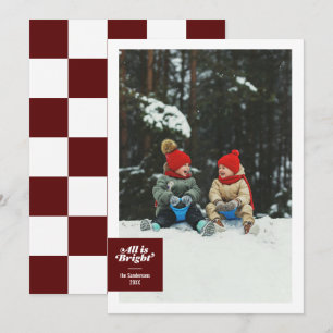 Tarjeta Festiva Todo es brillante Burgundy atrevido a cuadros Fest
