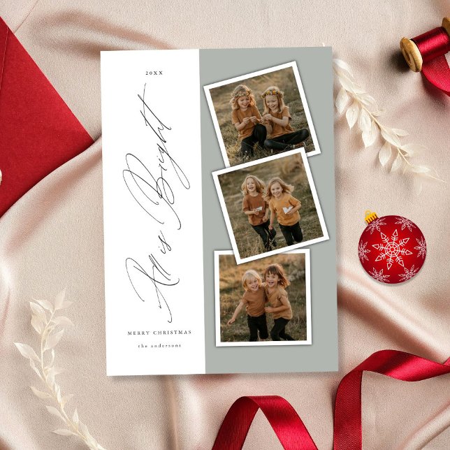 Tarjeta Festiva Todo Es Brillante Moderno 3 Navidades De Fotografí (Subido por el creador)