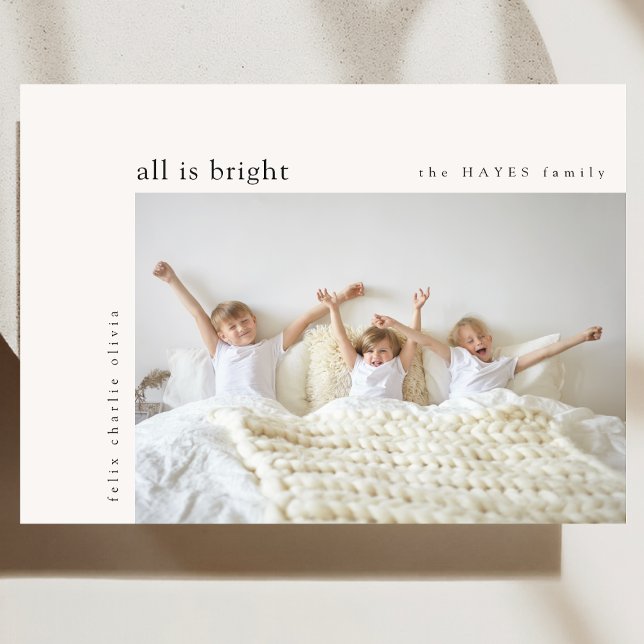 Tarjeta Festiva Todo es brillante Navidades mínimos niños foto ver (Celebrate the season with a photo holiday card featuring your favorite memories)
