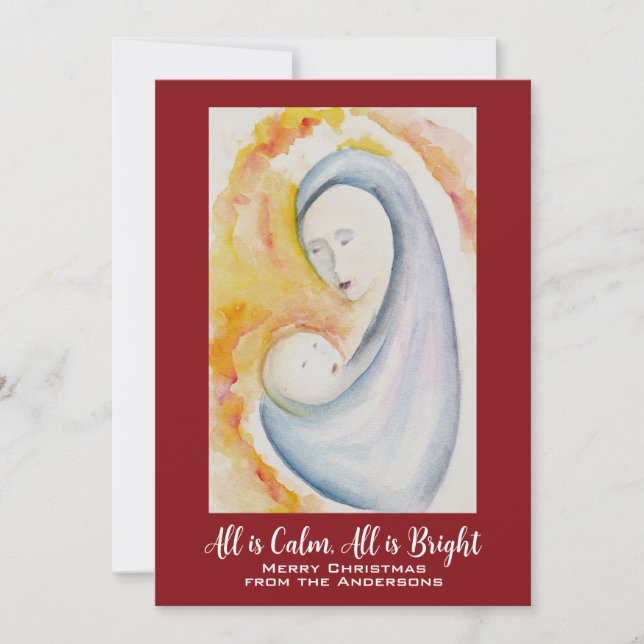 Tarjeta Festiva Todo es calma, todo es luminoso, Madonna y niño (Anverso)