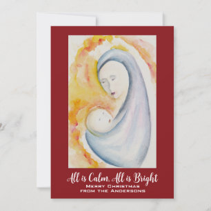 Tarjeta Festiva Todo es calma, todo es luminoso, Madonna y niño