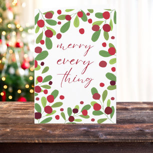 Tarjeta Festiva Todo Feliz Muérdago Bayas de Acebo