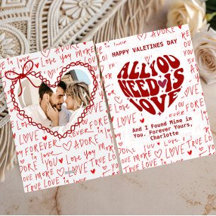 Tarjeta Festiva Todo lo que necesitas es amor Corazón Rojo Día de 