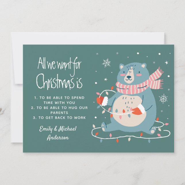 Tarjeta Festiva Todo lo que queremos para los Navidades es (añadir (Anverso)