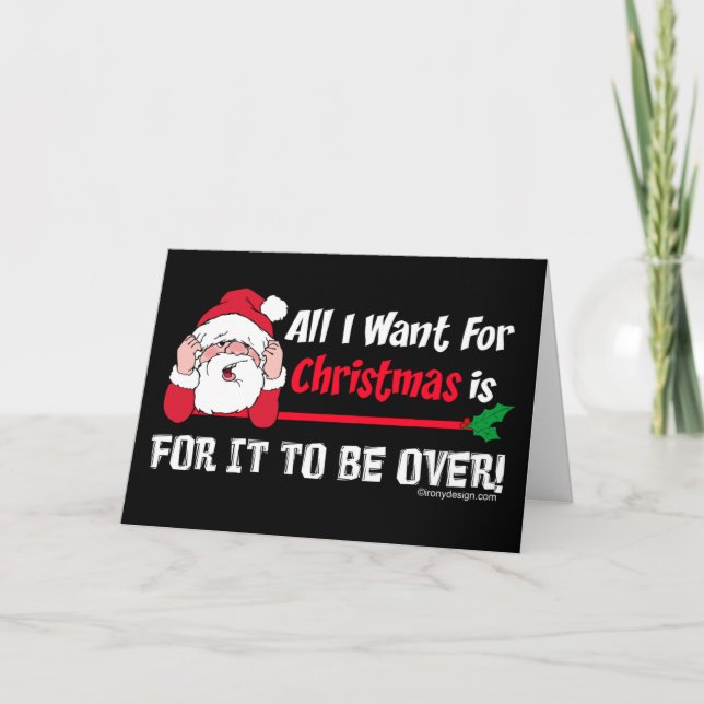 Tarjeta Festiva Todo lo que quiero para los Navidades Bah Humbug H (Anverso)