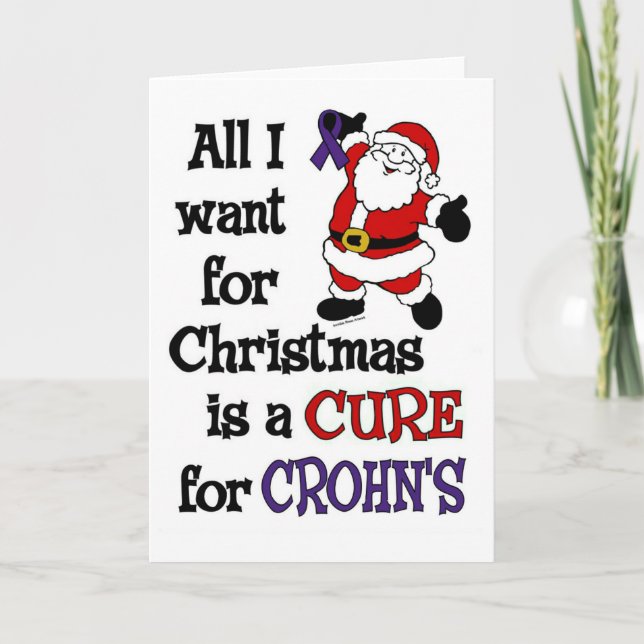 Tarjeta Festiva Todo lo que quiero para Navidades/Santa...Crohn's (Anverso)