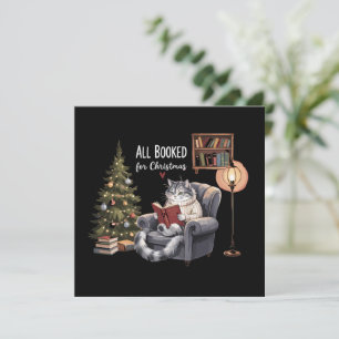 Tarjeta Festiva Todo reservado para el gato libresco de Navidad, l