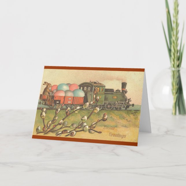 Tarjeta Festiva ¡Todos a bordo! ¡El tren de Pascua! (Anverso)