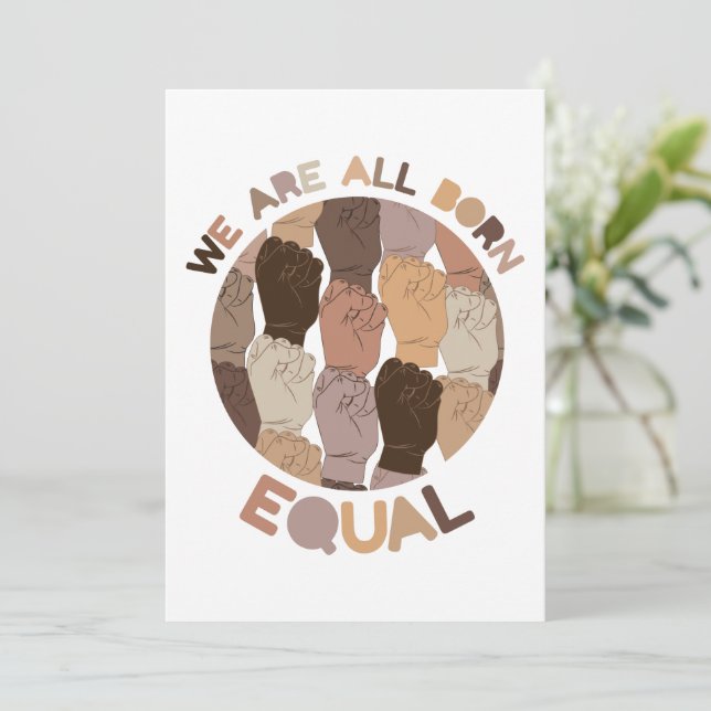 Tarjeta Festiva Todos nacemos iguales, todas las vidas negras impo (Anverso de pie)