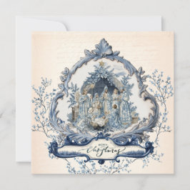 Tarjeta Festiva Toile francés | Chinoiserie Natividad