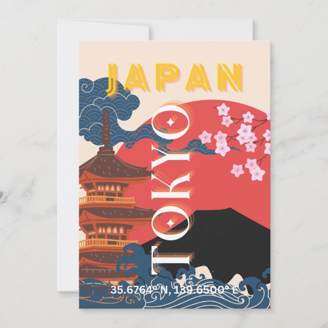 Tarjeta Festiva Tokio Japón: Arte de viajes, arte de viajes retro (Anverso)