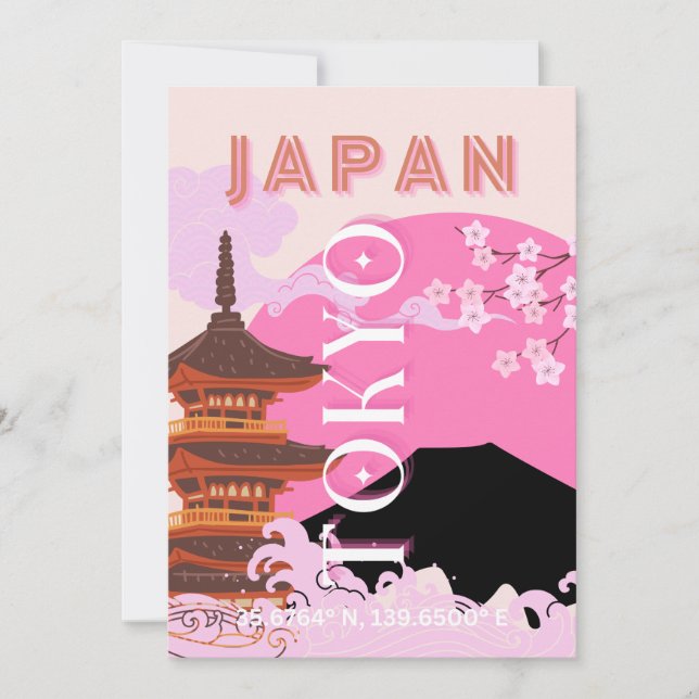 Tarjeta Festiva Tokio Japón: Arte de viajes, arte de viajes retro, (Anverso)