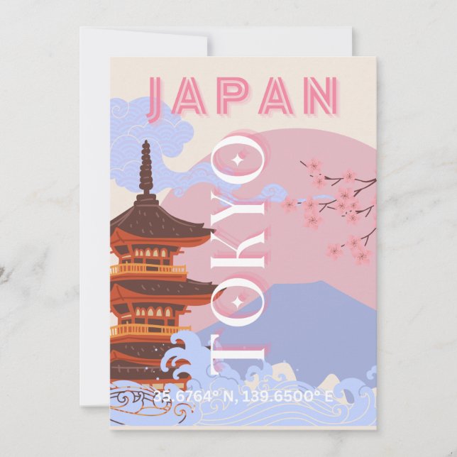 Tarjeta Festiva Tokio Japón: Arte de viajes, arte de viajes retro, (Anverso)