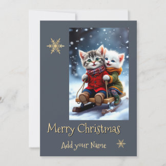 Tarjeta Festiva Tom and Luna Christmas Card Sledding Winter Scene