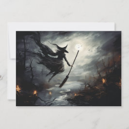 Tarjeta Festiva Tomando vuelo, Brujas Halloween