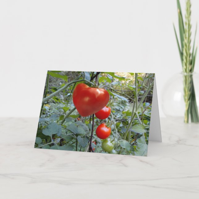 Tarjeta Festiva Tomate con forma de corazón "¡PICK ME!" (Anverso)