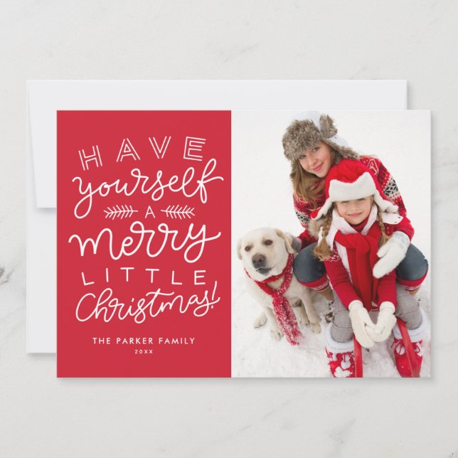 Tarjeta Festiva Tómate unas fotos rojas de unos Navidades muy guap (Anverso)