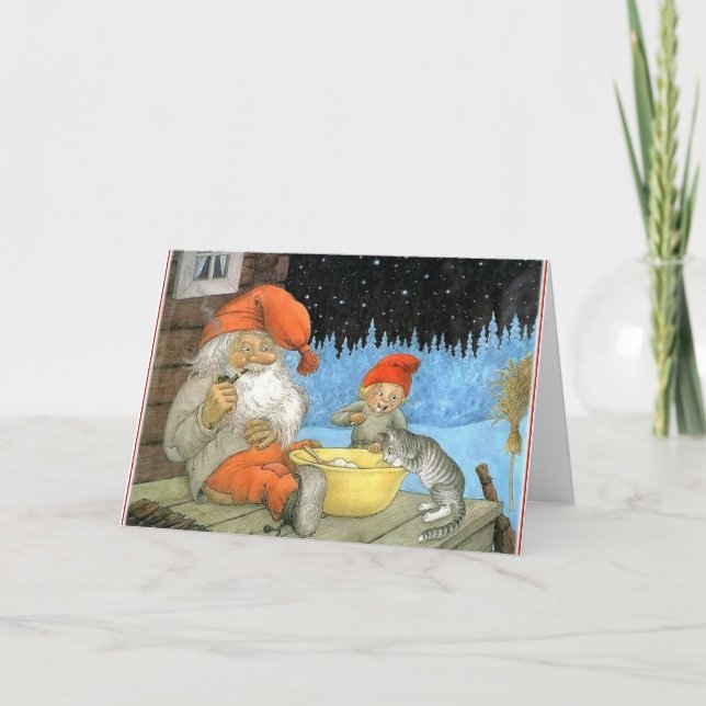 Tarjeta Festiva Tomte Nisse, aka Papá Noel (Anverso)