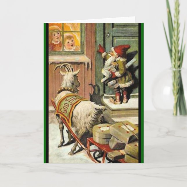 Tarjeta Festiva Tomte Nisse, aka Papá Noel (Anverso)