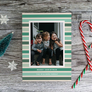 Tarjeta Festiva Tonos de rayas retro de Navidades de fotografía ve